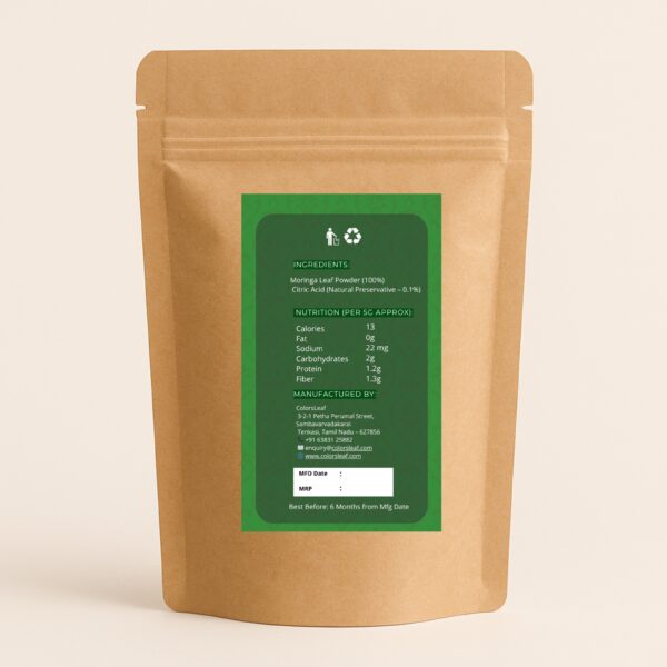 100g Natural Moringa Green Color Powder - Image 2